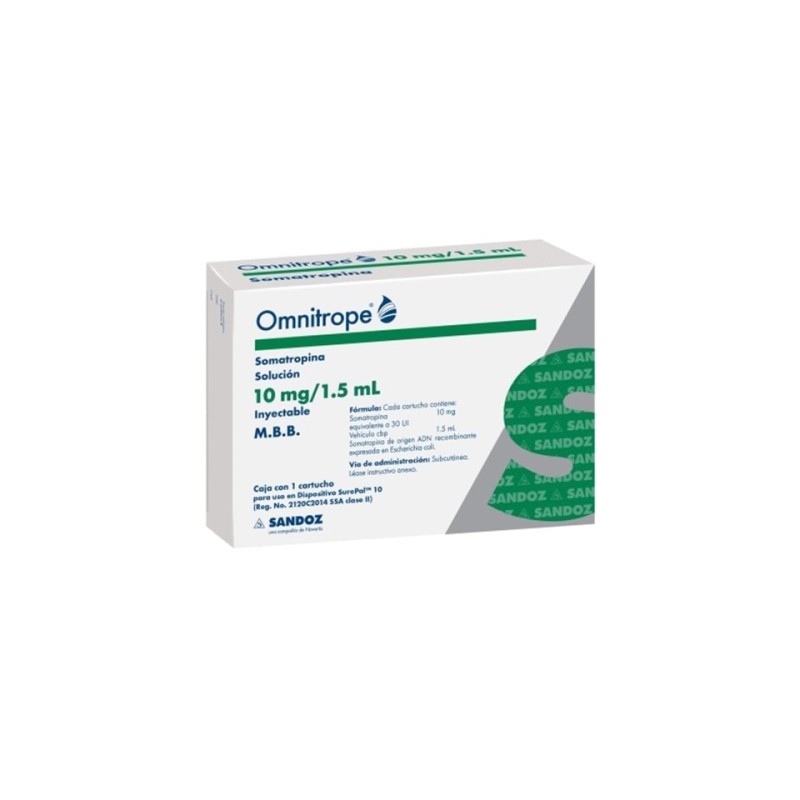 OMNITROPE 1 CARTUCHO 10 MG/ 1.5 ML SOL. INY. SUREPAL
